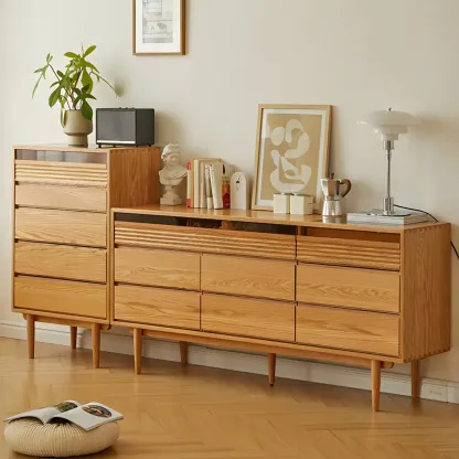 Minimalist Natural Wood Dresser with 8-Drawers for Bedroom Image - 3