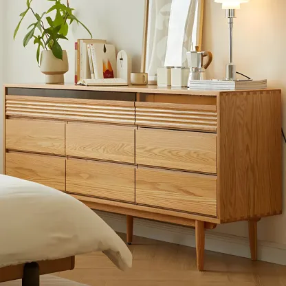 Minimalist Natural Wood Dresser with 8-Drawers for Bedroom Image - 4