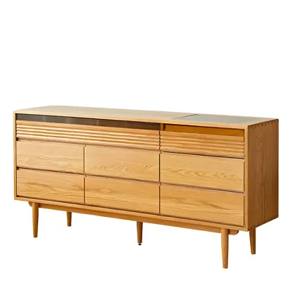 Minimalist Natural Wood Dresser with 8-Drawers for Bedroom Image - 5