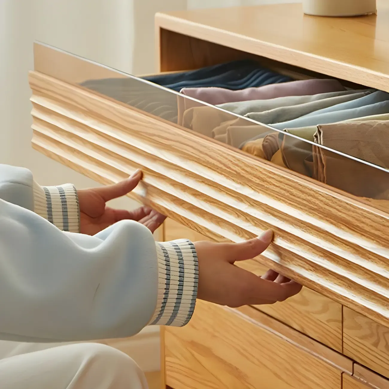 Minimalist Natural Wood Dresser with 8-Drawers for Bedroom Image - 11