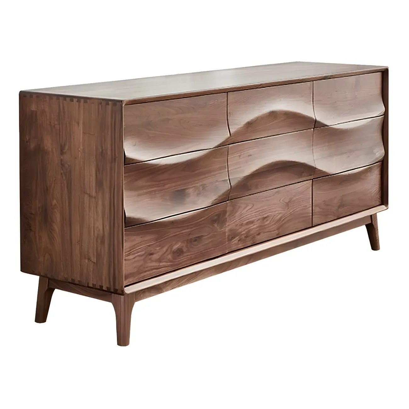 Nordic Natural Wooden Dresser with 9 Drawers for Bedroom Use Image - 5
