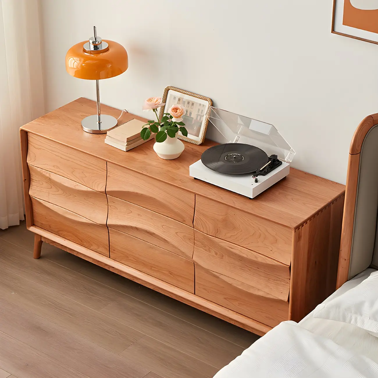 Nordic Natural Wooden Dresser with 9 Drawers for Bedroom Use Image - 10 | homeyfad