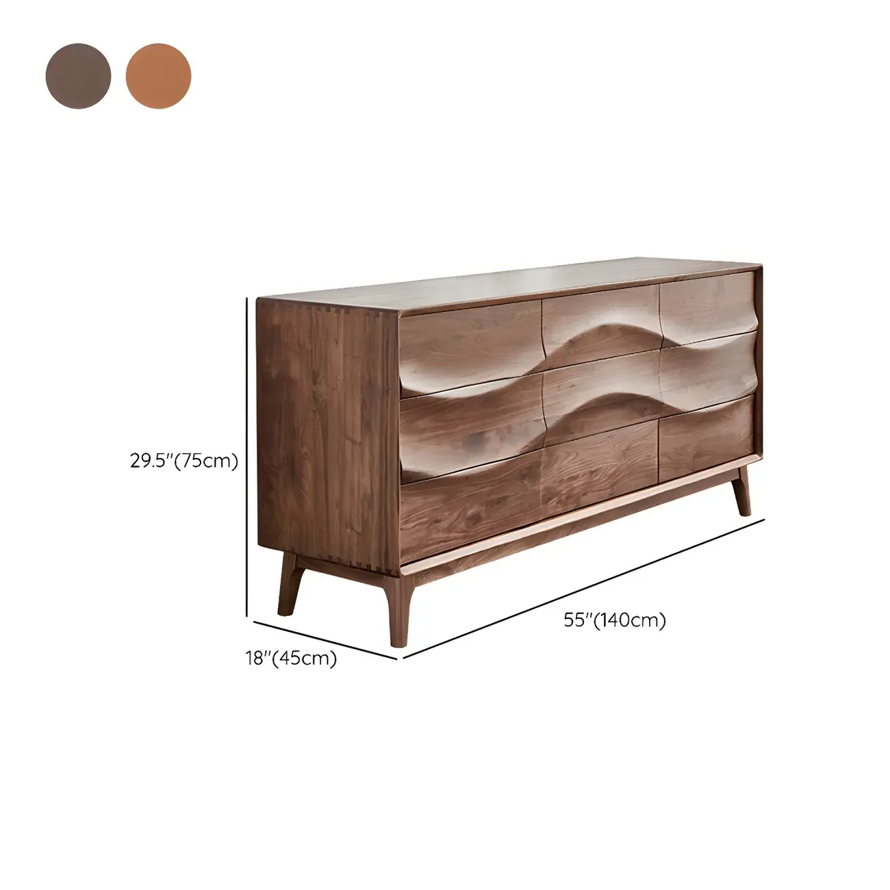 Nordic Natural Wooden Dresser with 9 Drawers for Bedroom Use #size