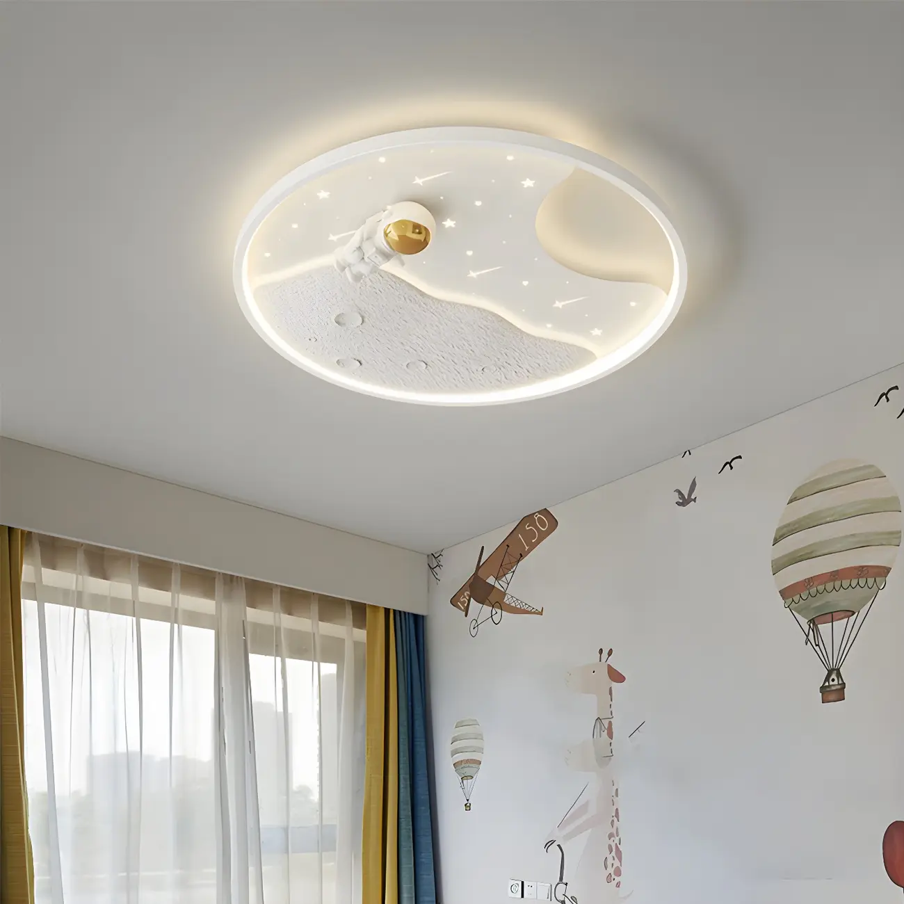 White Iron Kids LED Flush Mount Ceiling Light - 19-20 Inch Size Image - 1 | homeyfad