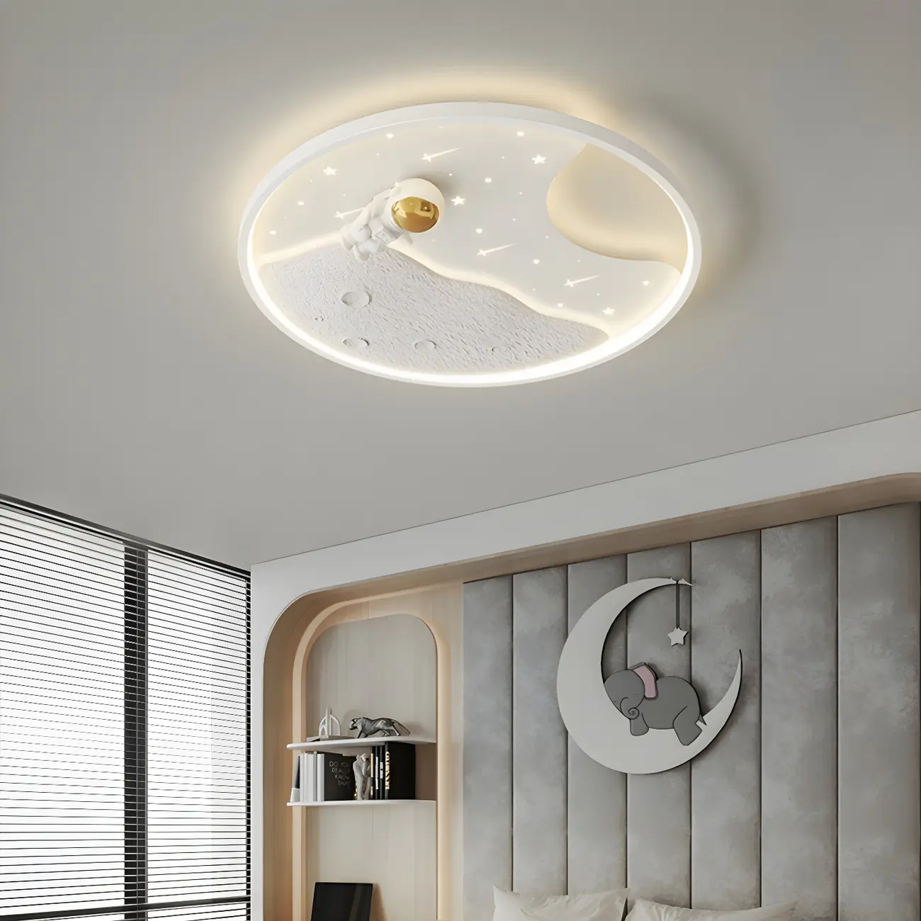White Iron Kids LED Flush Mount Ceiling Light - 19-20 Inch Size Image - 2 | homeyfad