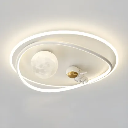 White Iron Kids LED Flush Mount Ceiling Light - 19-20 Inch Size Image - 10