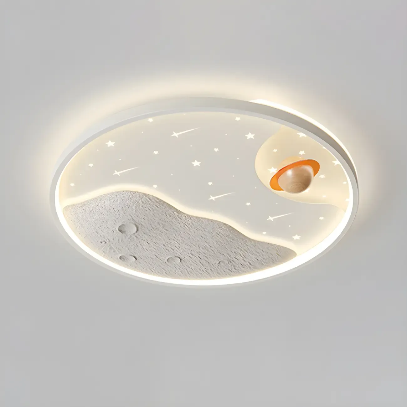 White Iron Kids LED Flush Mount Ceiling Light - 19-20 Inch Size Image - 12