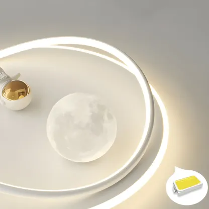 White Iron Kids LED Flush Mount Ceiling Light - 19-20 Inch Size Image - 14