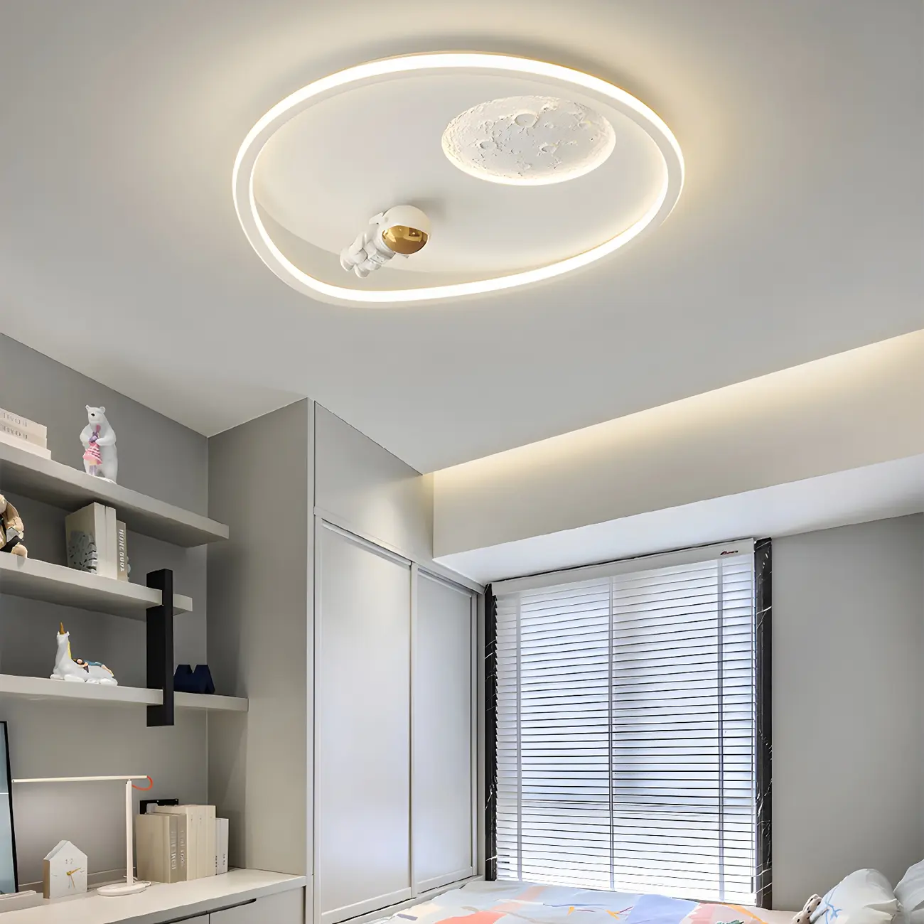 White Iron Kids LED Flush Mount Ceiling Light - 19-20 Inch Size Image - 3 | homeyfad