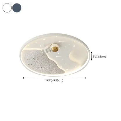 White Iron Kids LED Flush Mount Ceiling Light - 19-20 Inch Size #size