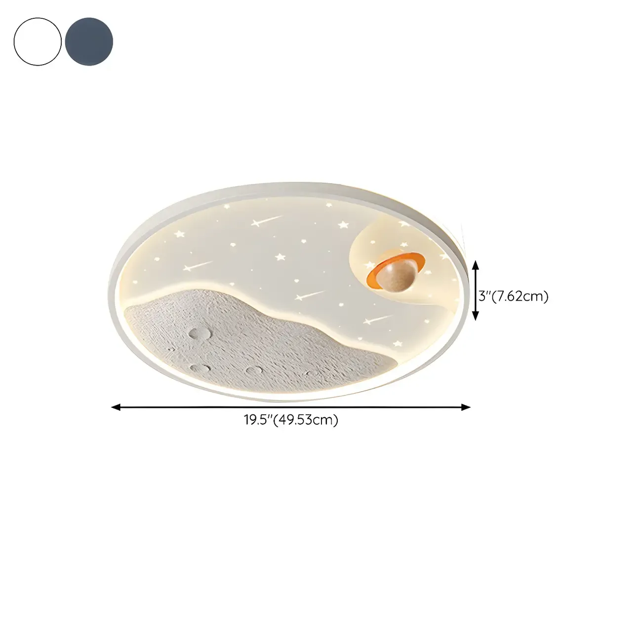 White Iron Kids LED Flush Mount Ceiling Light - 19-20 Inch Size Image - 18