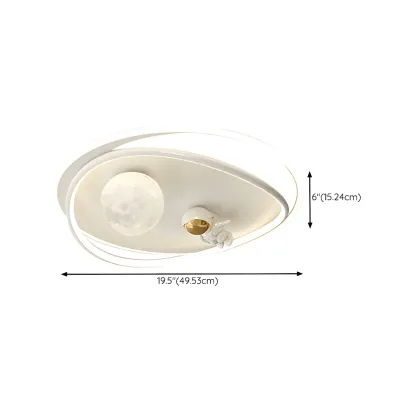 White Iron Kids LED Flush Mount Ceiling Light - 19-20 Inch Size Image - 20