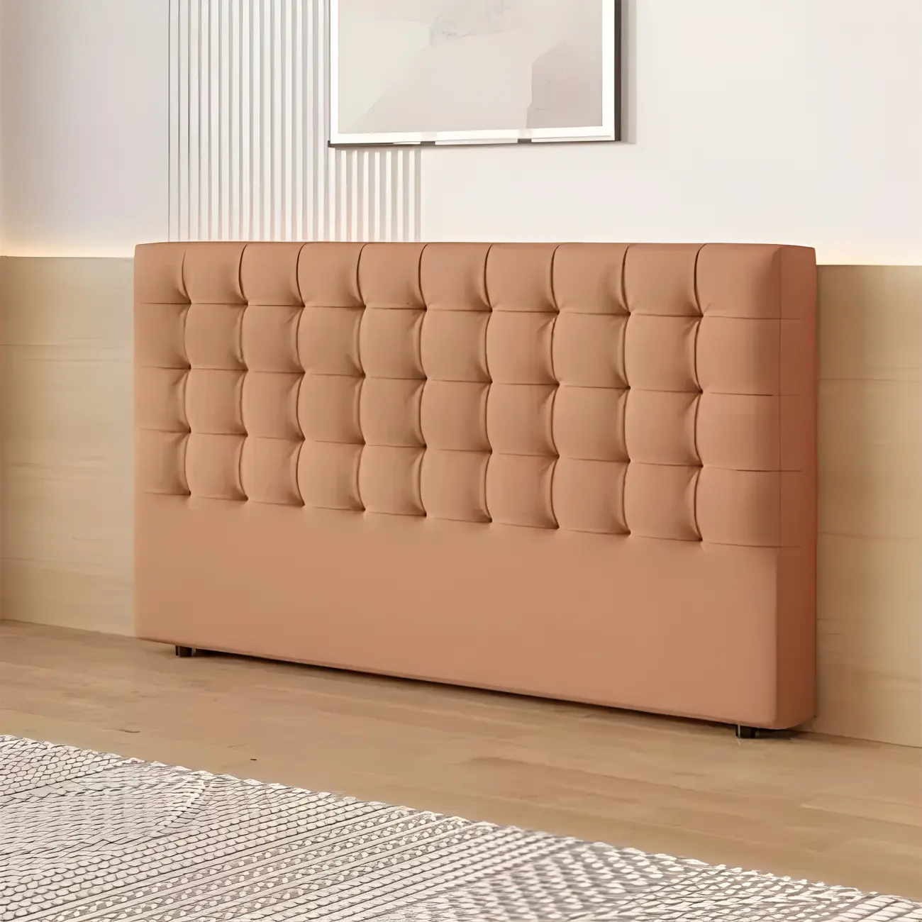 Rectangular Panel Solid Wood Tufted Upholstered Headboard Image - 2 | homeyfad