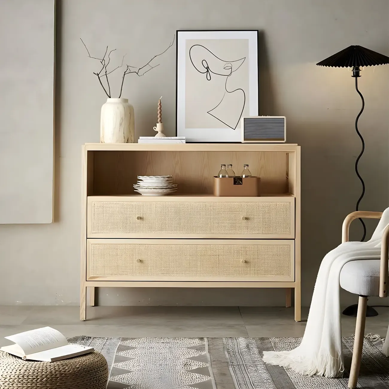 Vintage Natural Wooden Bachelor Chests with Drawers for Home Image - 2