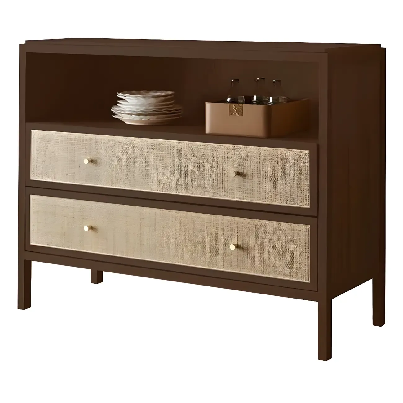 Vintage Natural Wooden Bachelor Chests with Drawers for Home Image - 3