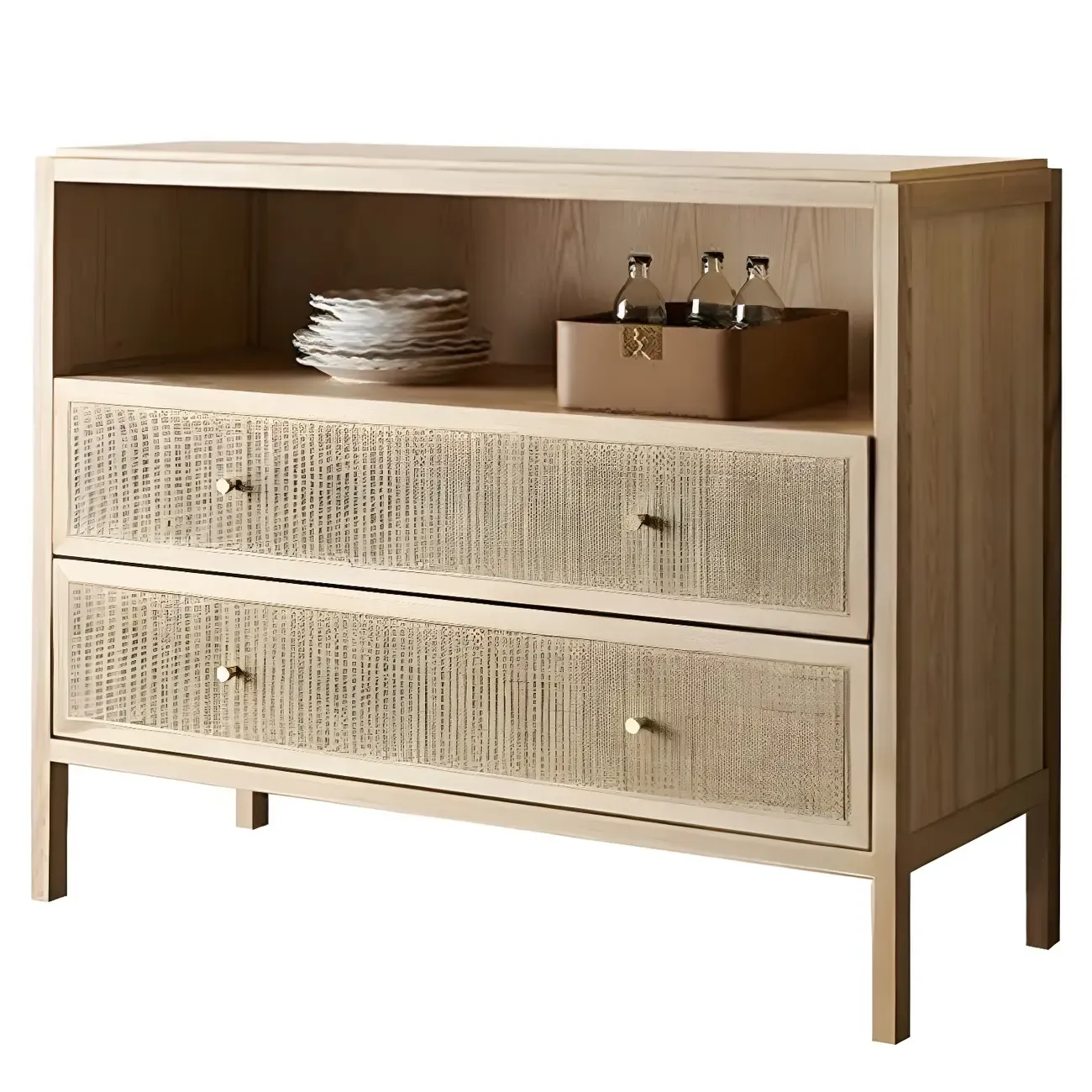 Vintage Natural Wooden Bachelor Chests with Drawers for Home Image - 4