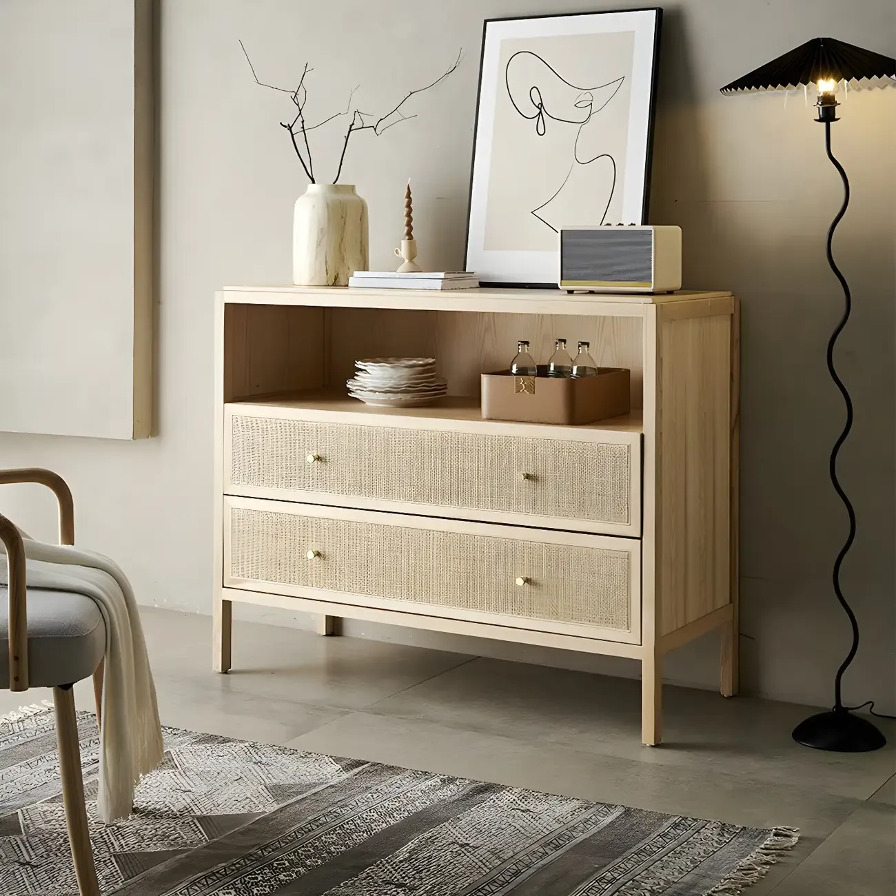 Vintage Natural Wooden Bachelor Chests with Drawers for Home Image - 1