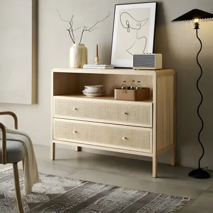 Vintage Natural Wooden Bachelor Chests with Drawers for Home Image - 1