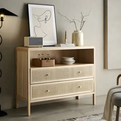 Vintage Natural Wooden Bachelor Chests with Drawers for Home Image - 12