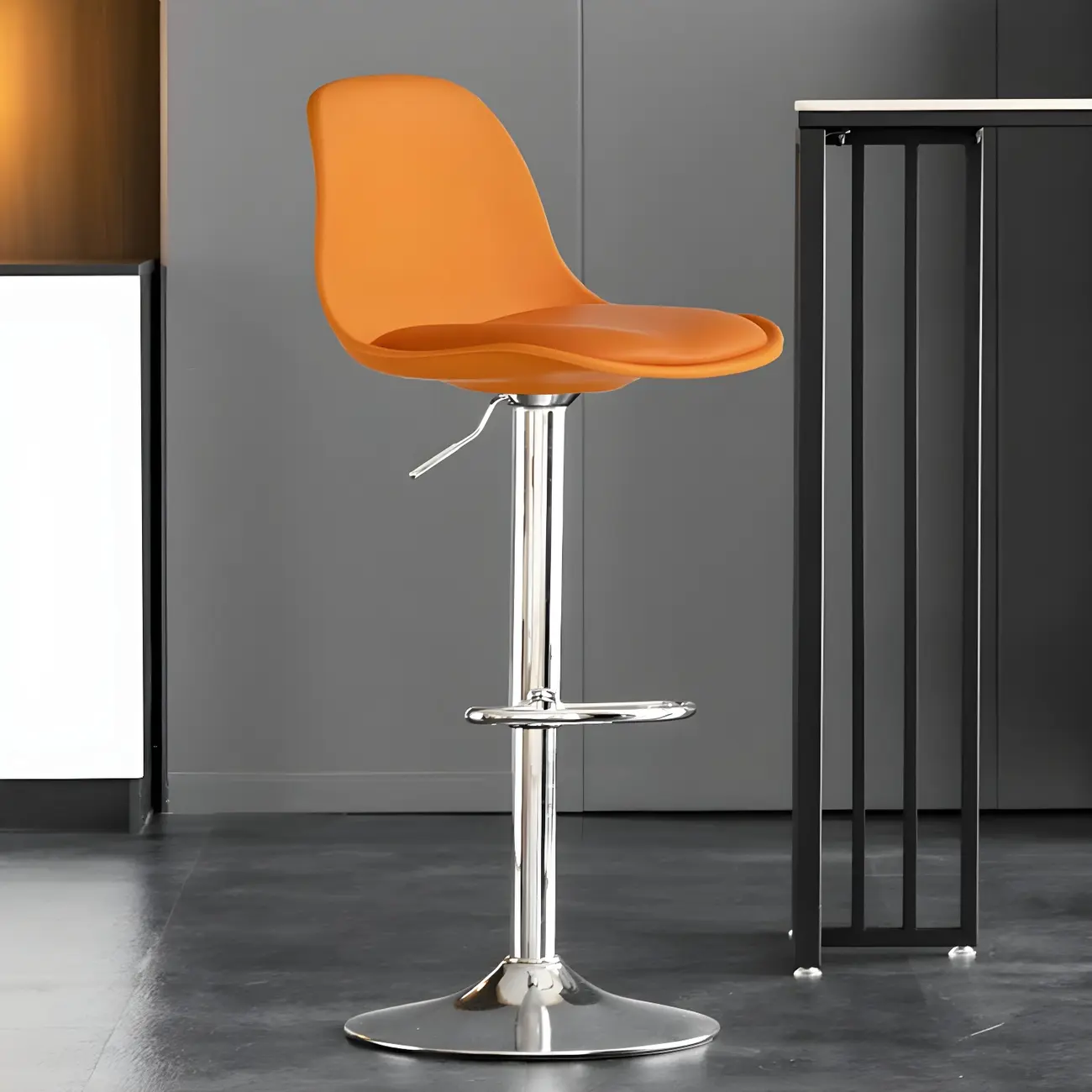 Modern Colorful Adjustable Chrome Swivel Cushion Bar Stool Image - 2 | homeyfad