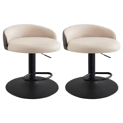 Modern Upholstered Adjustable Bar Stools with Swivel for Kitchen Image - 6