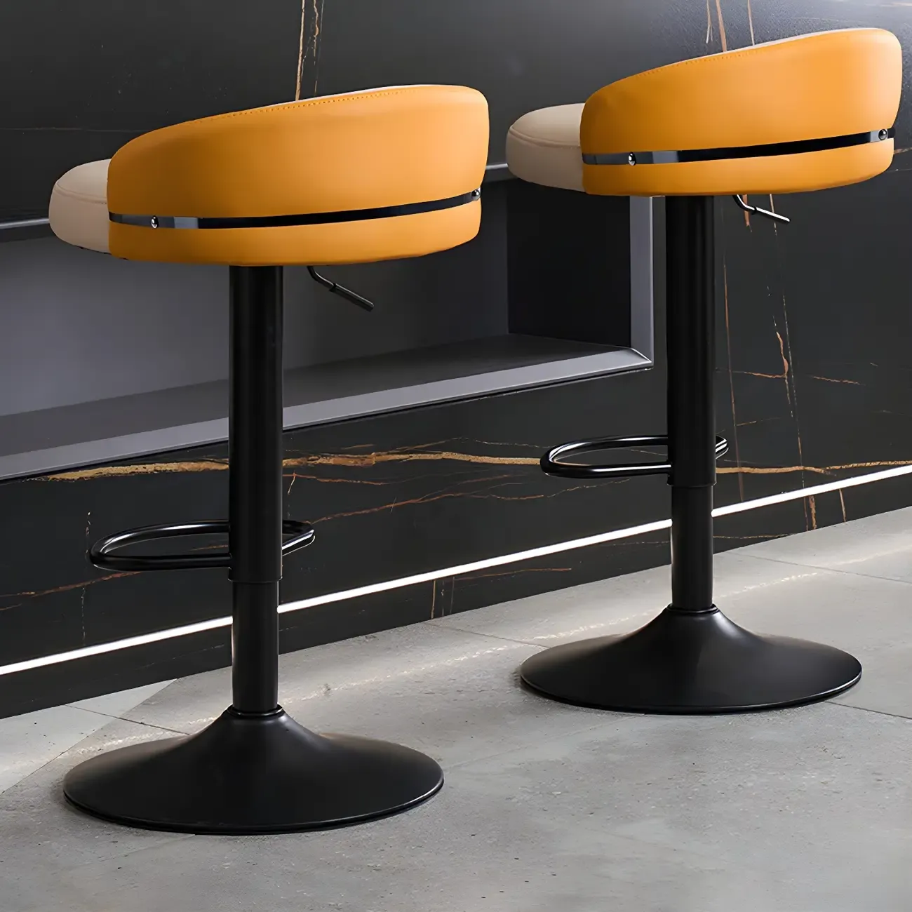 Modern Upholstered Adjustable Bar Stools with Swivel for Kitchen Image - 3