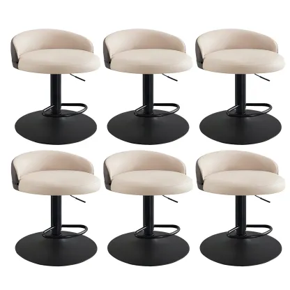 Modern Upholstered Adjustable Bar Stools with Swivel for Kitchen Image - 10