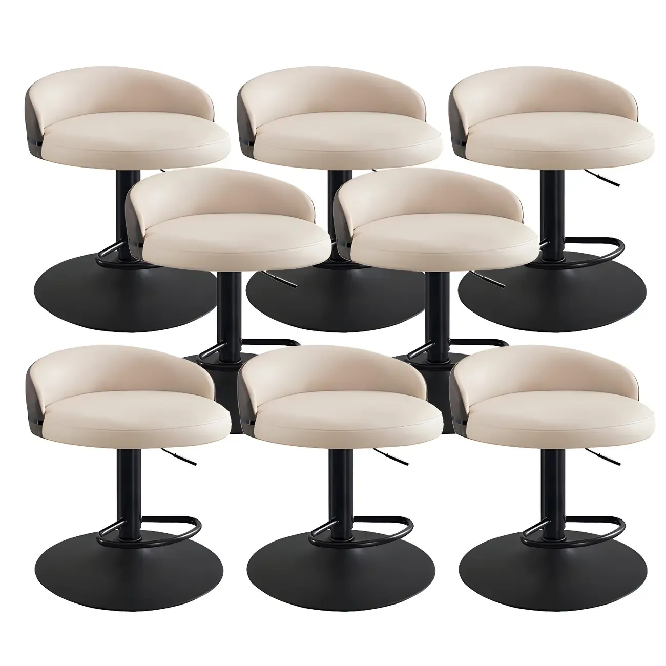 Modern Upholstered Adjustable Bar Stools with Swivel for Kitchen Image - 12