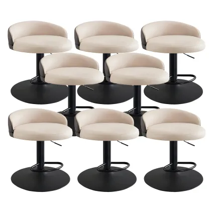 Modern Upholstered Adjustable Bar Stools with Swivel for Kitchen Image - 12