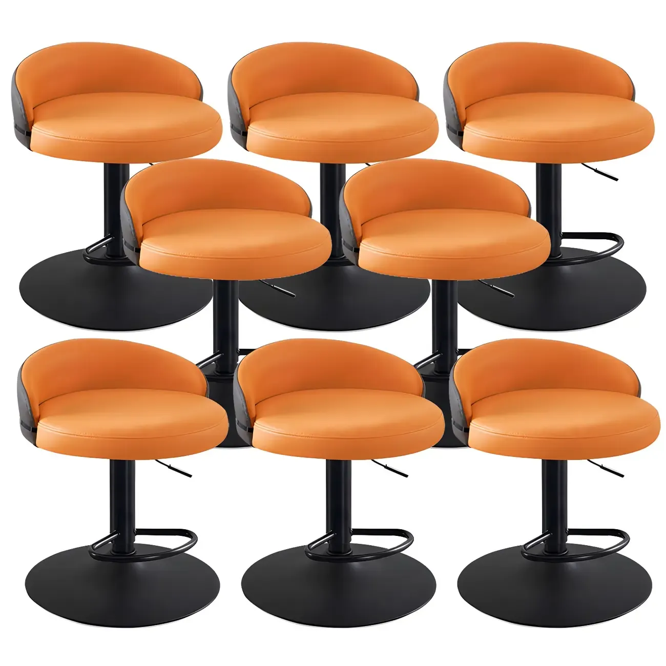 Modern Upholstered Adjustable Bar Stools with Swivel for Kitchen Image - 19