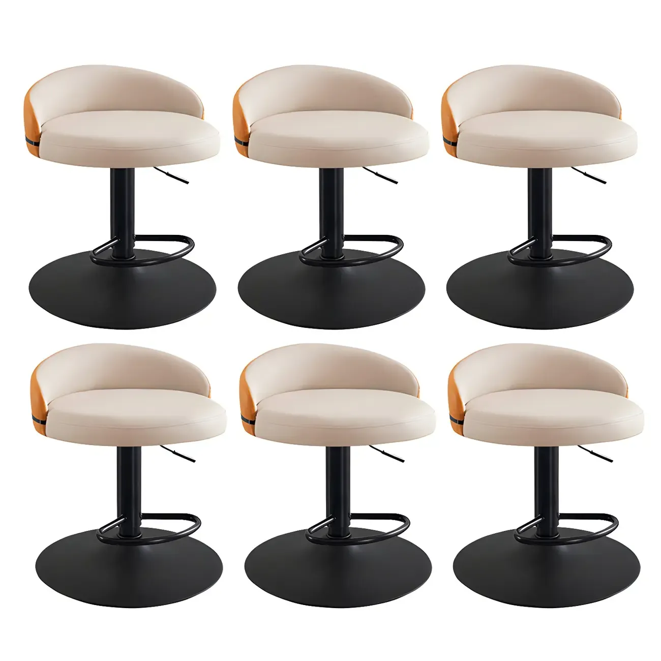 Modern Upholstered Adjustable Bar Stools with Swivel for Kitchen Image - 23