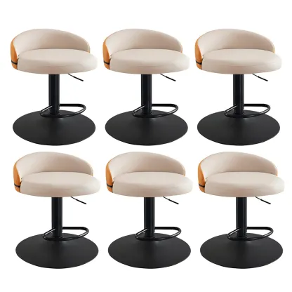 Modern Upholstered Adjustable Bar Stools with Swivel for Kitchen Image - 23