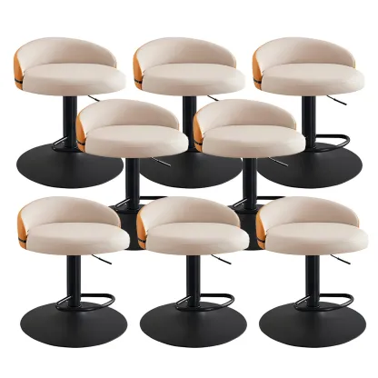 Modern Upholstered Adjustable Bar Stools with Swivel for Kitchen Image - 24