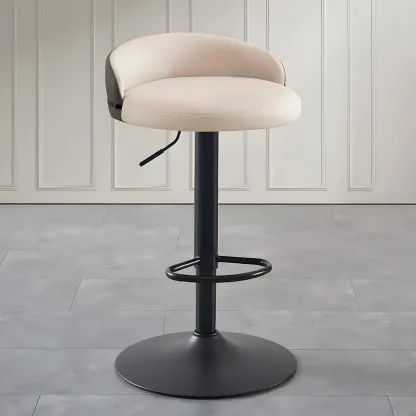 Modern Upholstered Adjustable Bar Stools with Swivel for Kitchen Image - 25