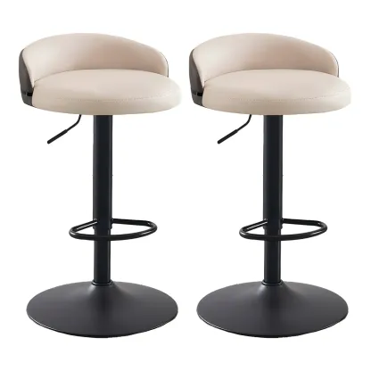 Modern Upholstered Adjustable Bar Stools with Swivel for Kitchen Image - 26