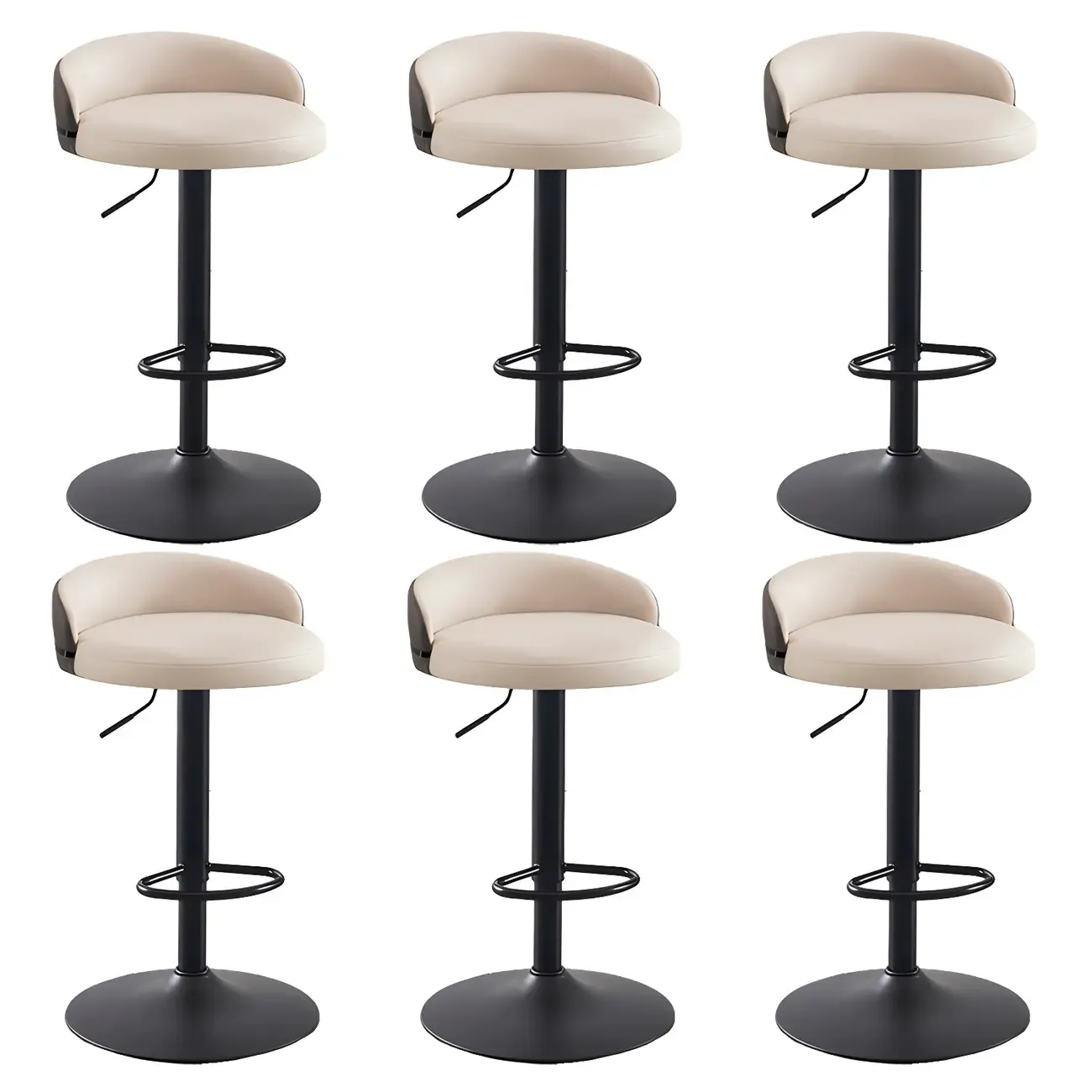 Modern Upholstered Adjustable Bar Stools with Swivel for Kitchen Image - 28