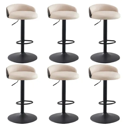 Modern Upholstered Adjustable Bar Stools with Swivel for Kitchen Image - 28