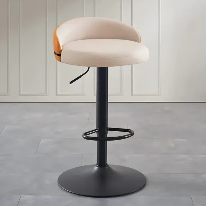 Modern Upholstered Adjustable Bar Stools with Swivel for Kitchen Image - 35