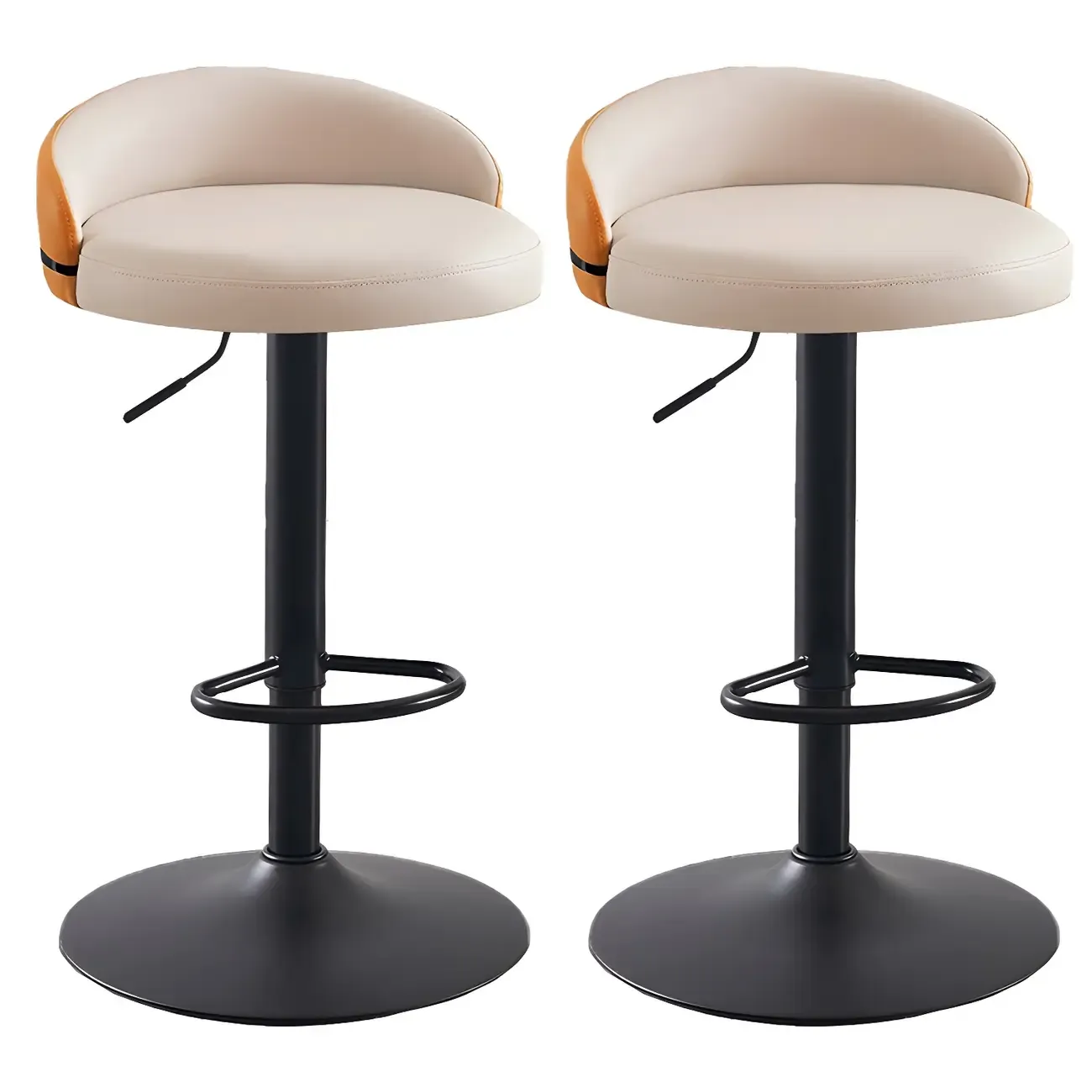 Modern Upholstered Adjustable Bar Stools with Swivel for Kitchen Image - 36