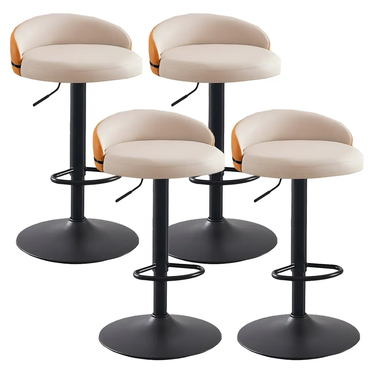 Modern Upholstered Adjustable Bar Stools with Swivel for Kitchen Image - 37