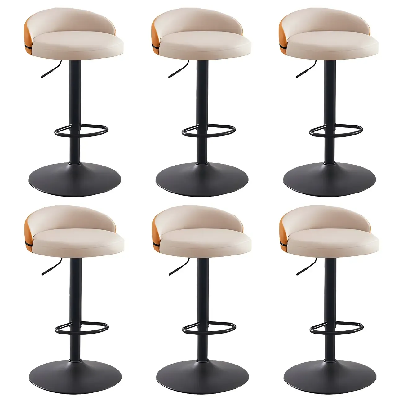 Modern Upholstered Adjustable Bar Stools with Swivel for Kitchen Image - 38