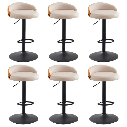 Modern Upholstered Adjustable Bar Stools with Swivel for Kitchen Image - 38