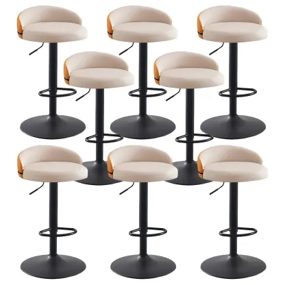 Modern Upholstered Adjustable Bar Stools with Swivel for Kitchen Image - 39