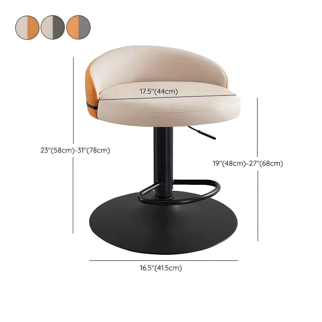 Modern Upholstered Adjustable Bar Stools with Swivel for Kitchen #size