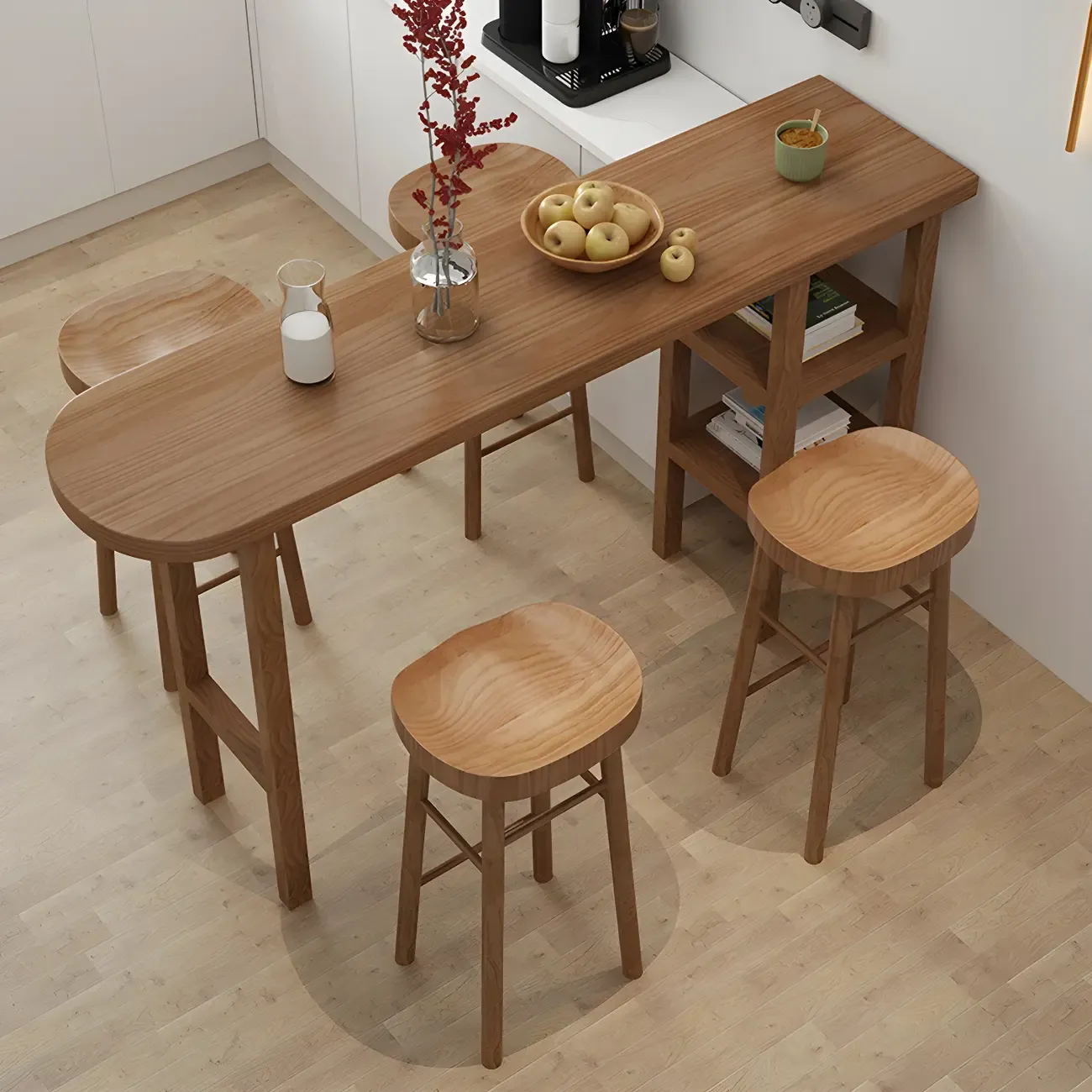 Modern Brown Wood Storage Bar Tables for Dining Room Image - 1