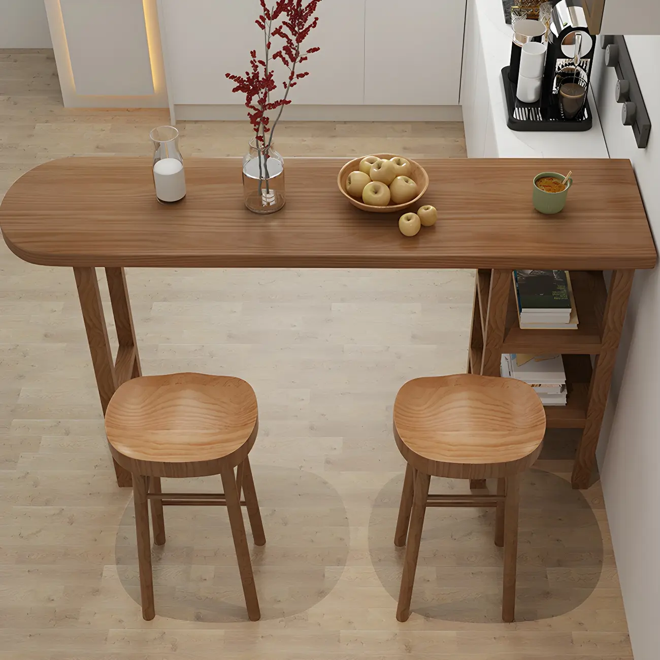 Modern Brown Wood Storage Bar Tables for Dining Room Image - 3 | homeyfad