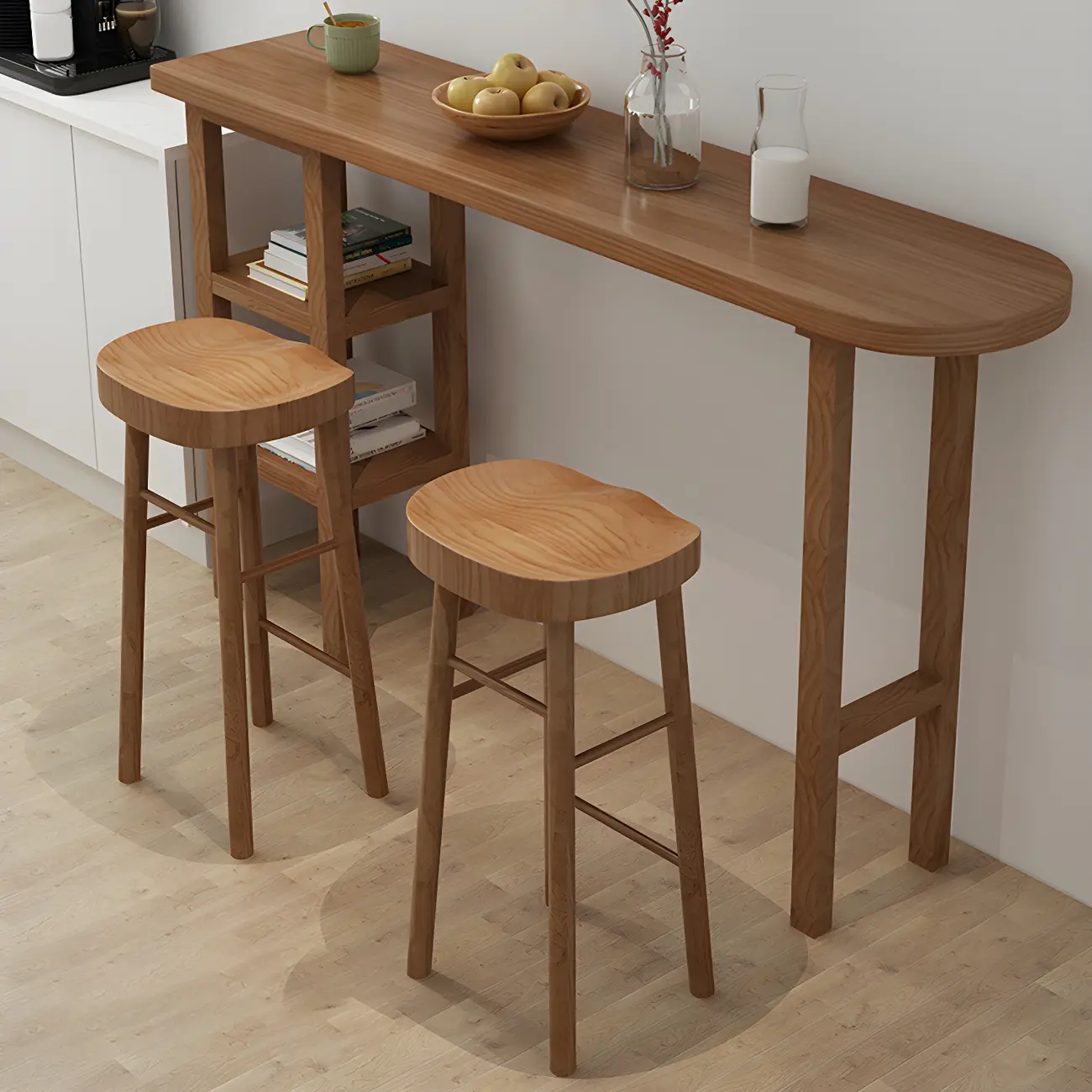 Modern Brown Wood Storage Bar Tables for Dining Room Image - 5 | homeyfad