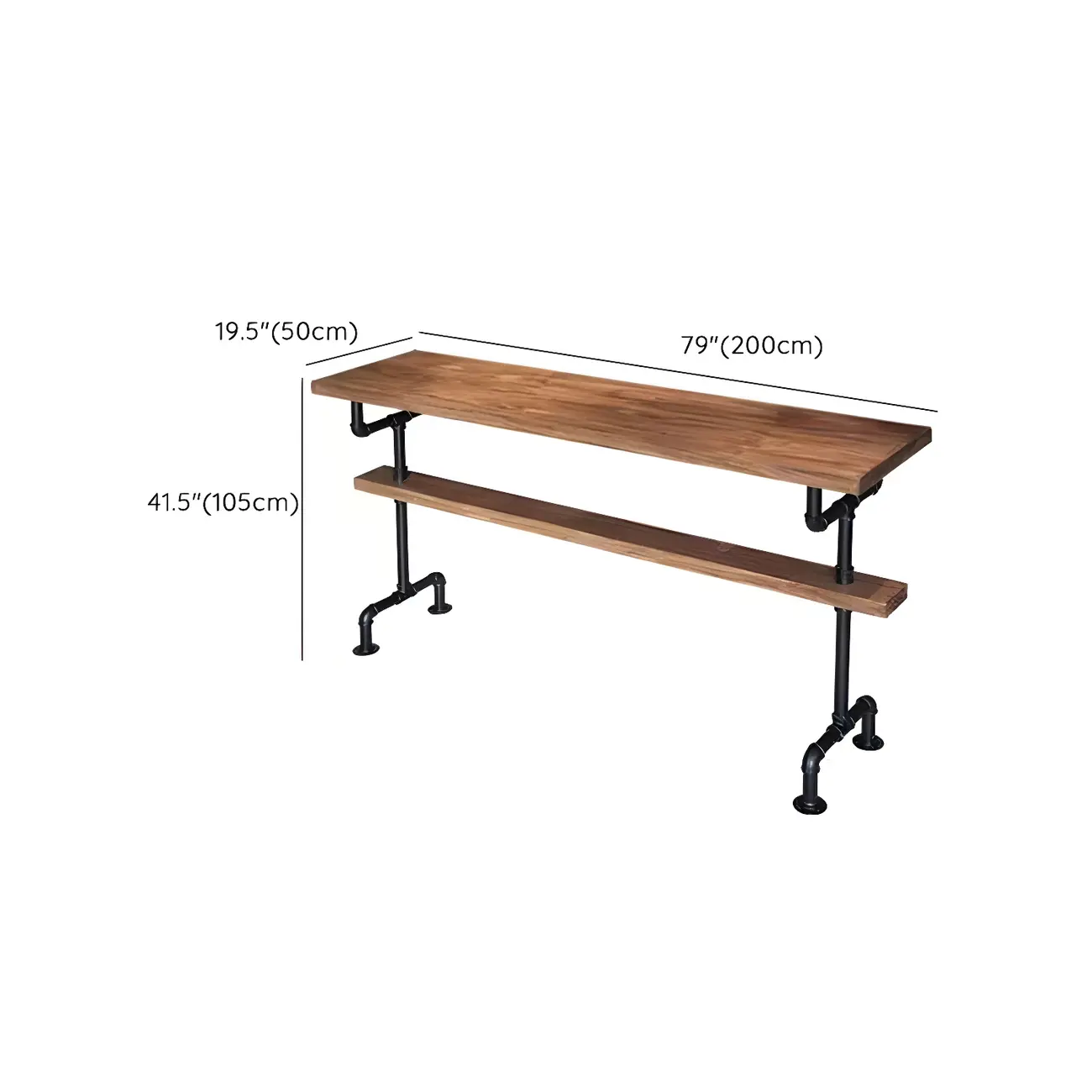 Rectangular Brown Pine Wood Bar Table with Footrest Image - 18 | homeyfad