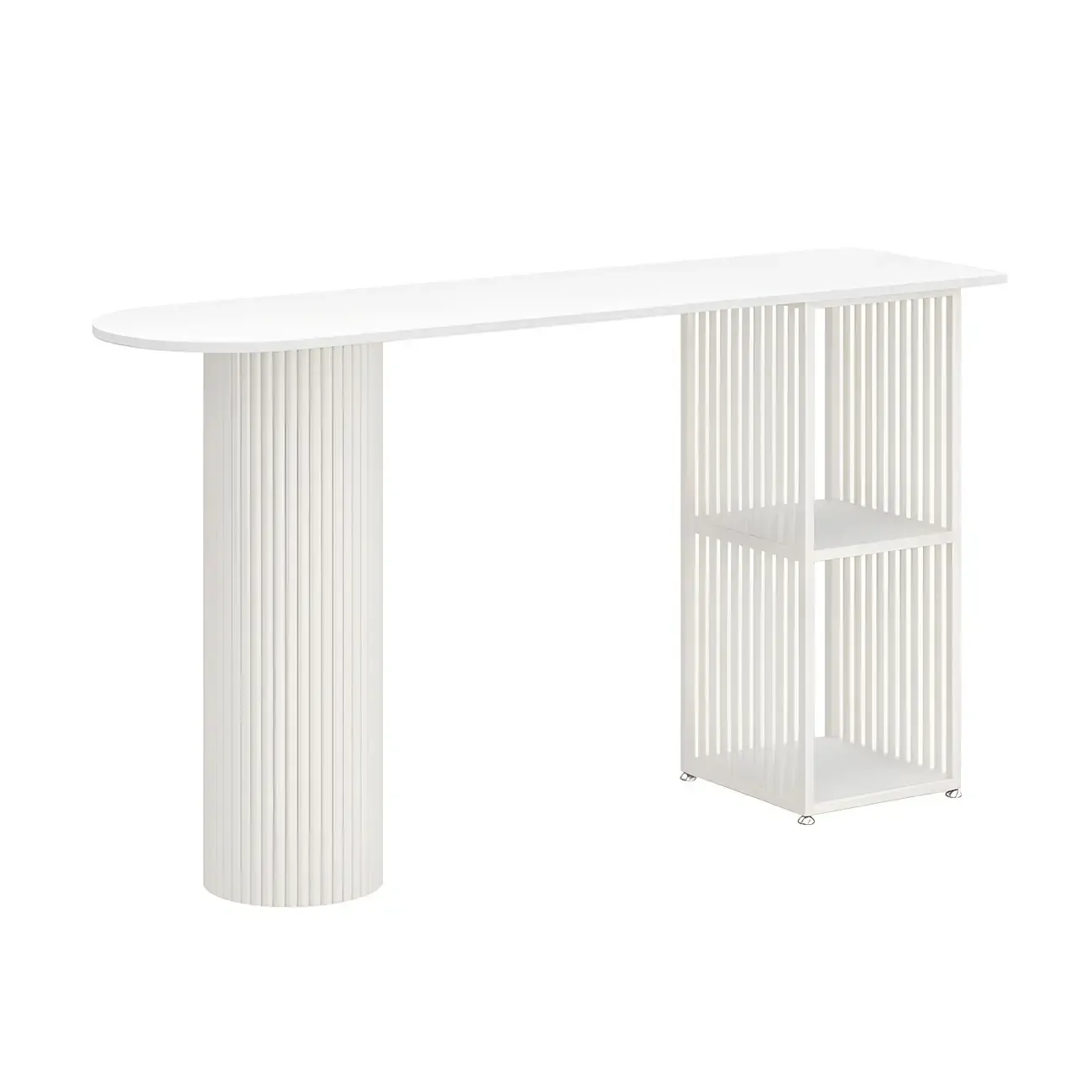 Scandinavian White Stone Top Striped Metal Storage Bar Tables | HomeyFad