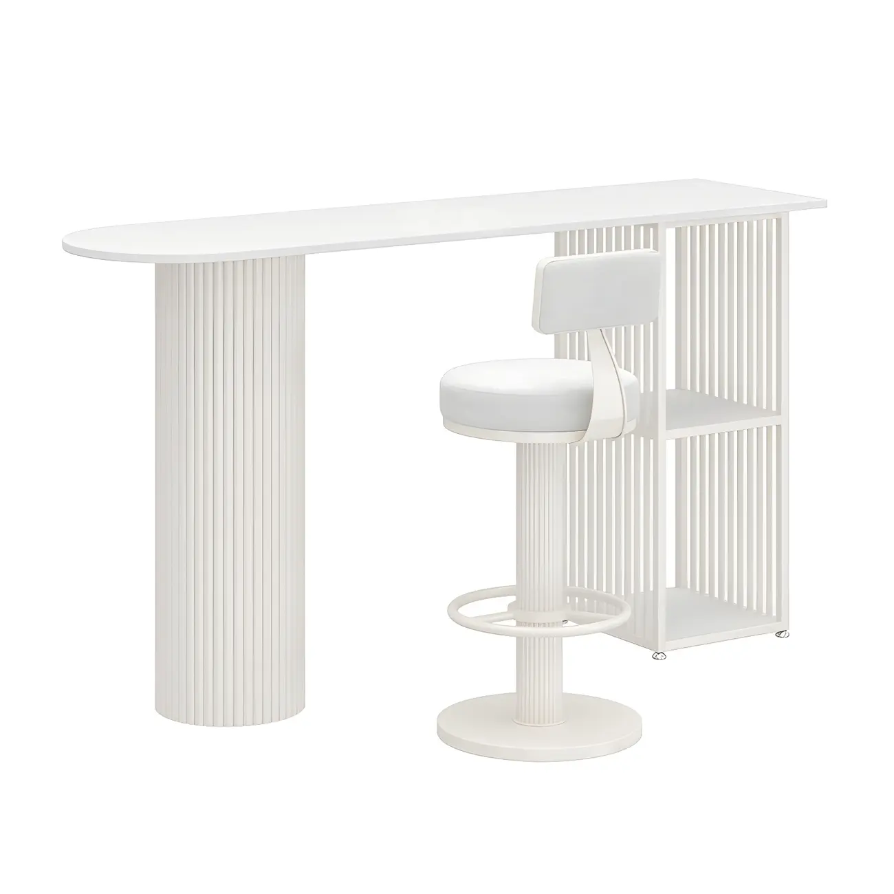 Scandinavian White Stone Top Striped Metal Storage Bar Tables Image - 7 | homeyfad